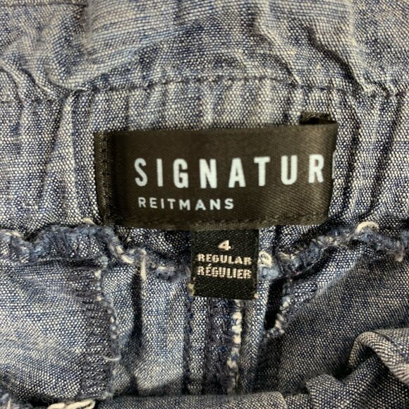 high waisted chambray blue pants tapered leg size 4 - Picture 2 of 9